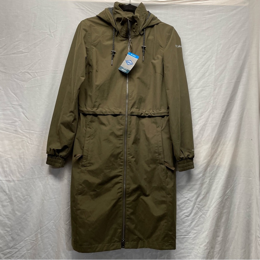 Columbia Firwood Long Jacket NWT Womens X-small Omni Tech Full Zip Hooded Green